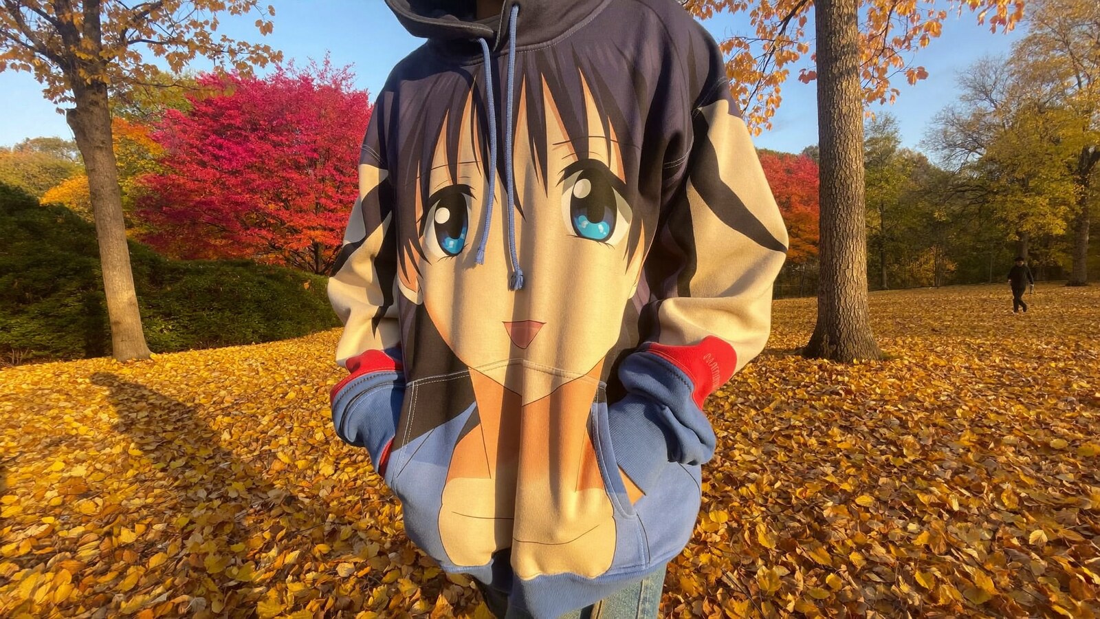 Anime-inspired hoodies styled in a natural daylight scene