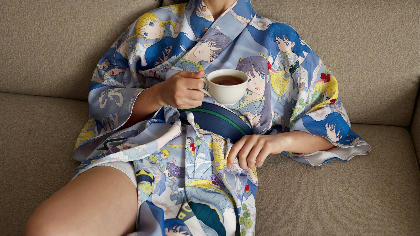 Anime-inspired anime kimonos styled in a natural daylight scene