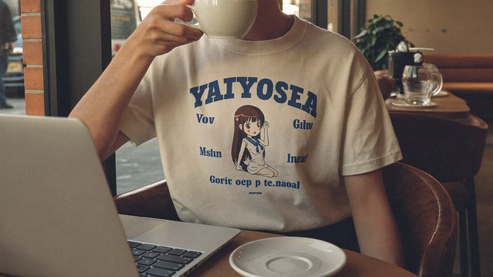 Anime-inspired anime t-shirts styled in a natural daylight scene