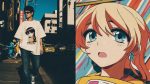 Person wearing an anime-inspired anime t-shirts in an editorial scene
