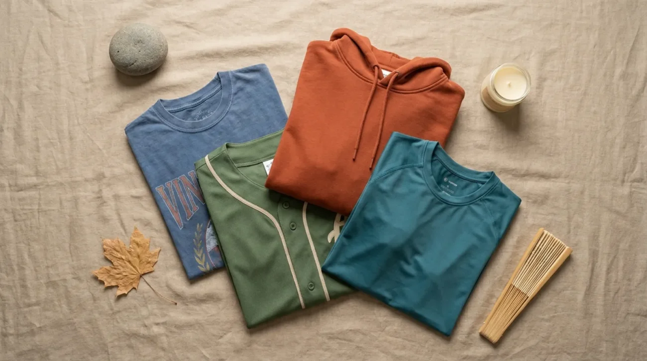 Flat-lay of Avatar: The Last Airbender merch with element-inspired apparel on a linen background