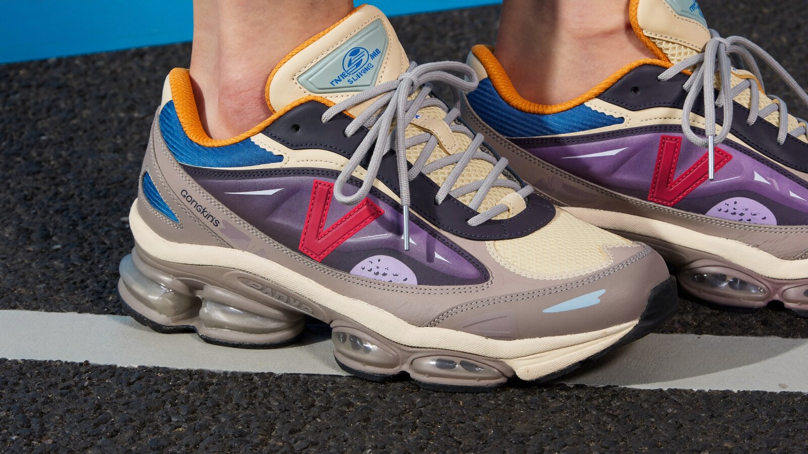 Anime-inspired bounce shoes styled in a natural daylight scene