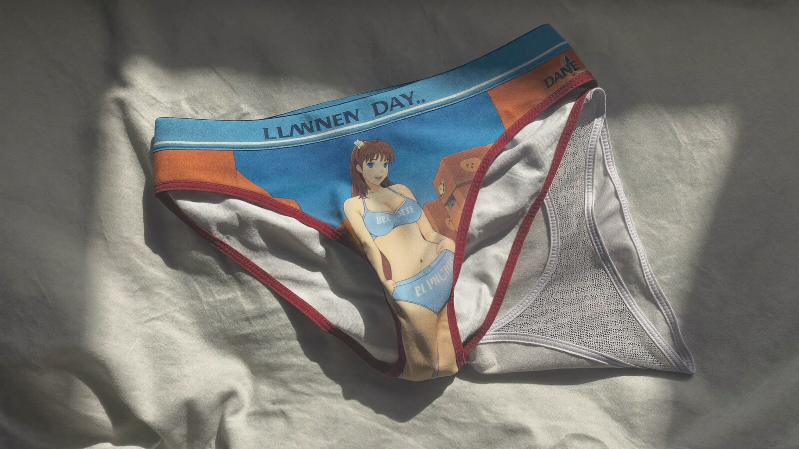 Anime-inspired briefs styled in a natural daylight scene