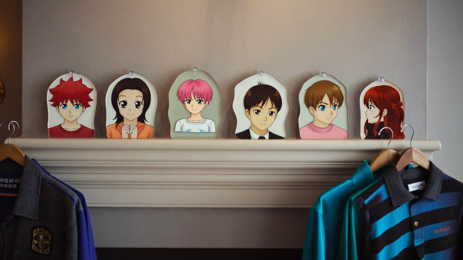 Anime-inspired custom name christmas acrylic ornaments styled in a natural daylight scene