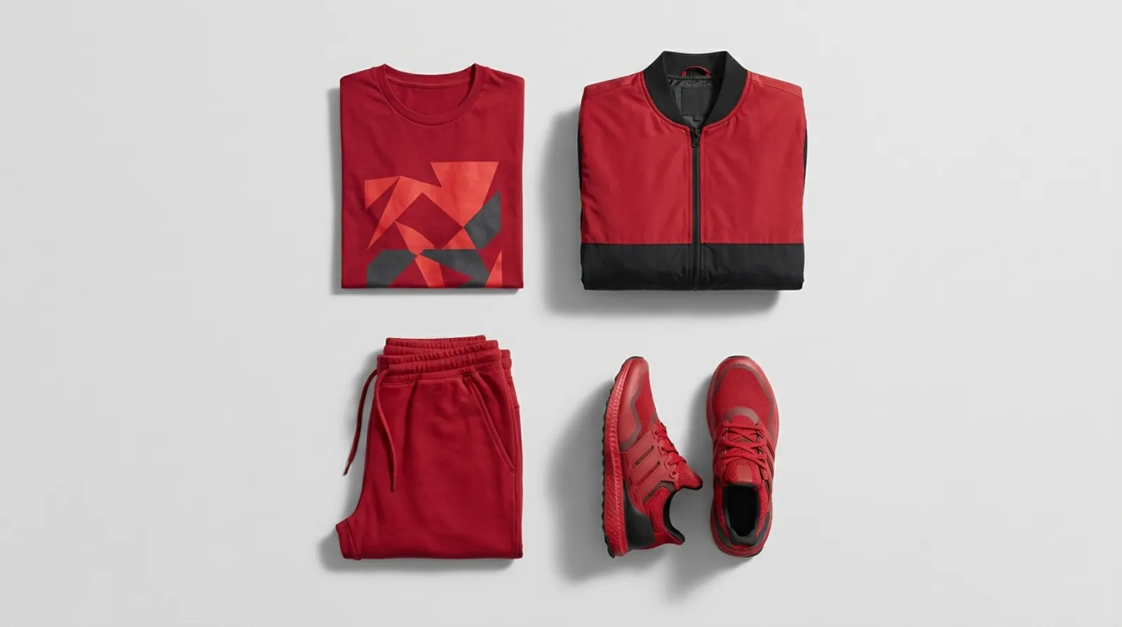 Deadpool shirt apparel flat lay in red and black
