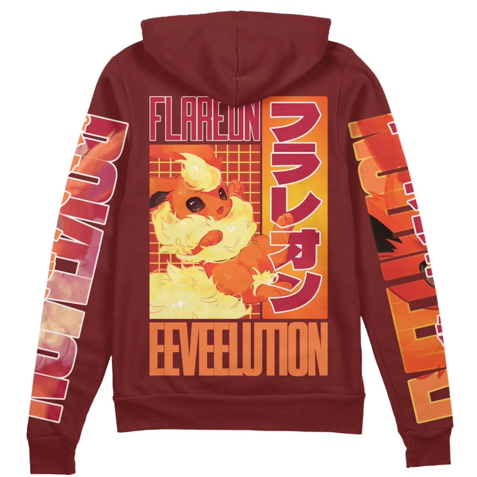Flareon merch Pokemon streetwear zip hoodie jacket styled as a versatile layer