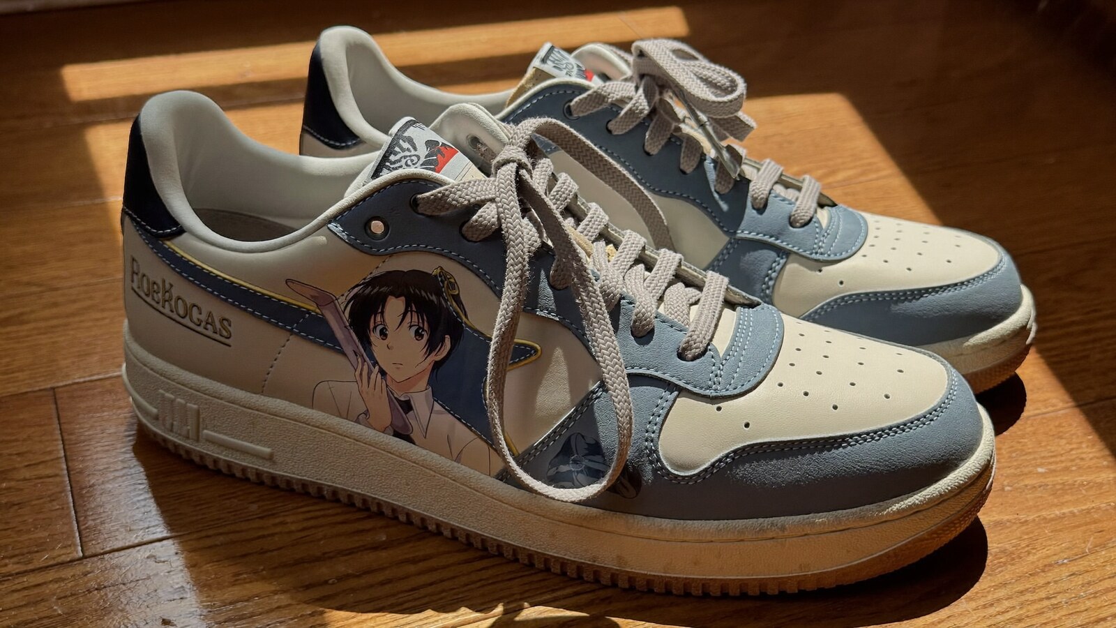 Anime-inspired force 1 low shoes styled in a natural daylight scene