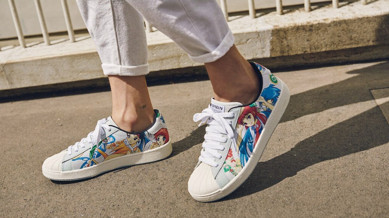 Person wearing an anime-inspired force 1 low shoes in an editorial scene
