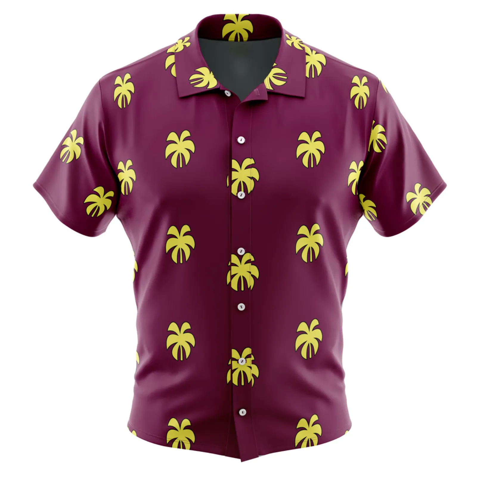 Franky pattern One Piece Hawaiian button-up shirt shown for the merch comparison