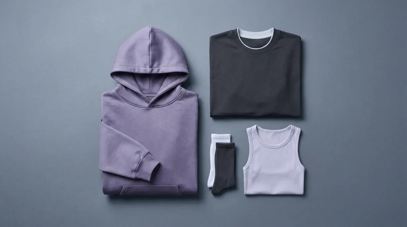 Frieza merch apparel flat lay in cold purple and white, hoodie and tank top