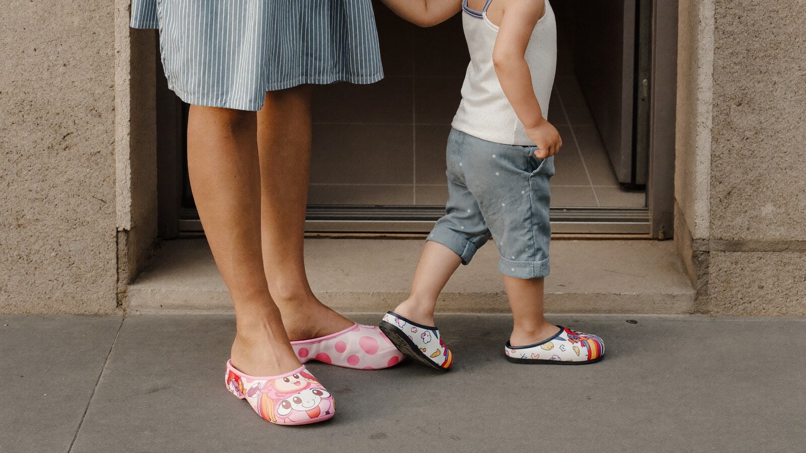 Anime-inspired kids clogs styled in a natural daylight scene
