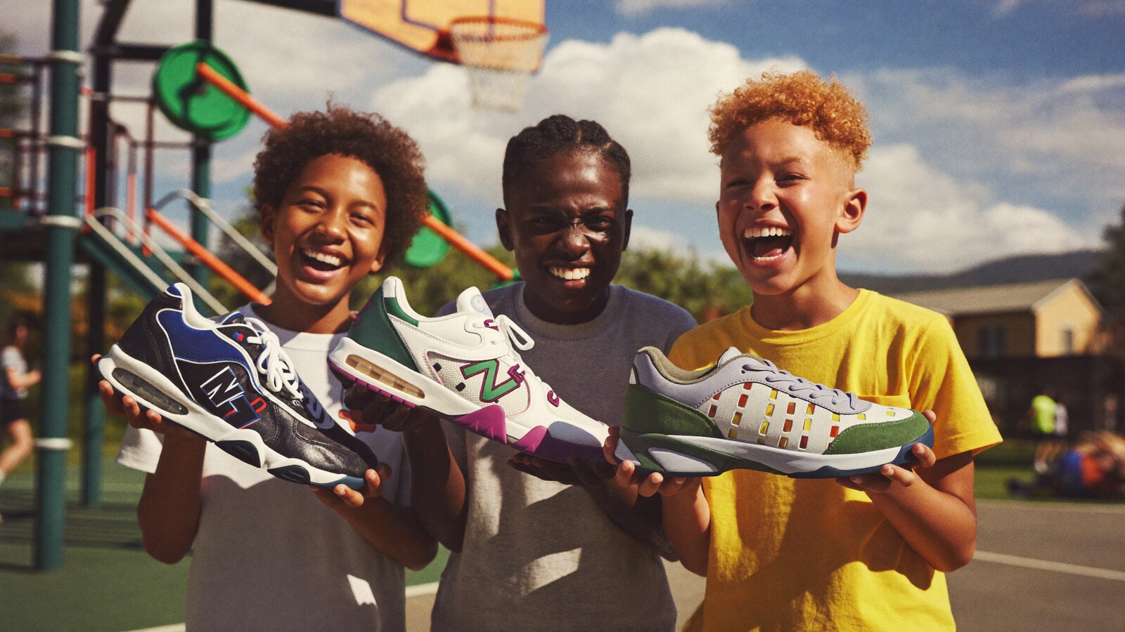 Anime-inspired kids mid 1 basketball shoes in a social or layered scene with friends