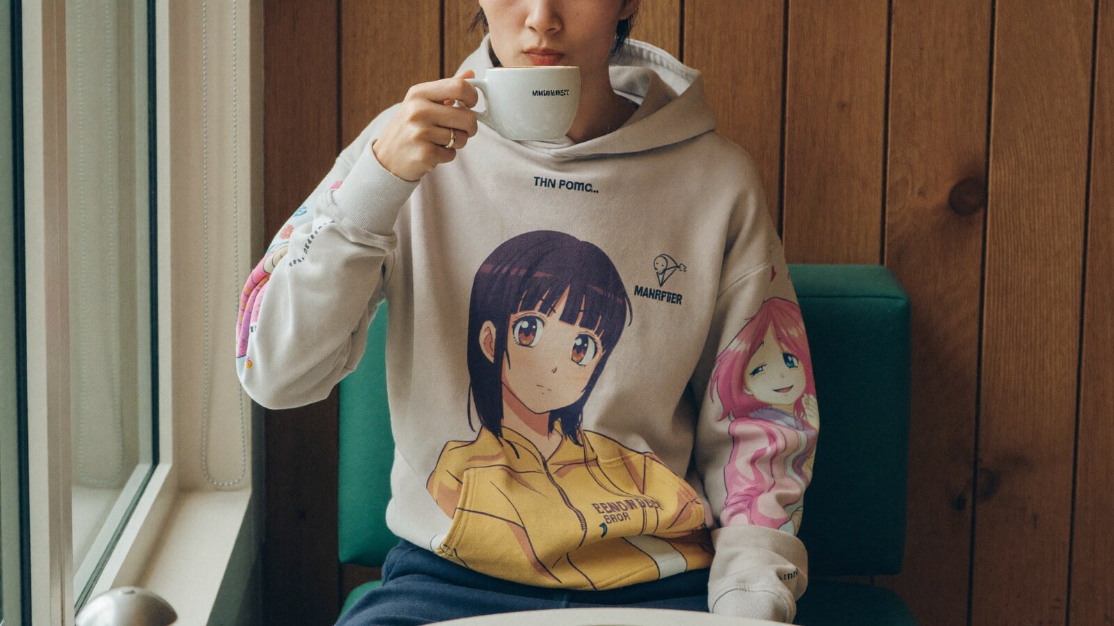 Anime-inspired new lightweight hoodie styled in a natural daylight scene