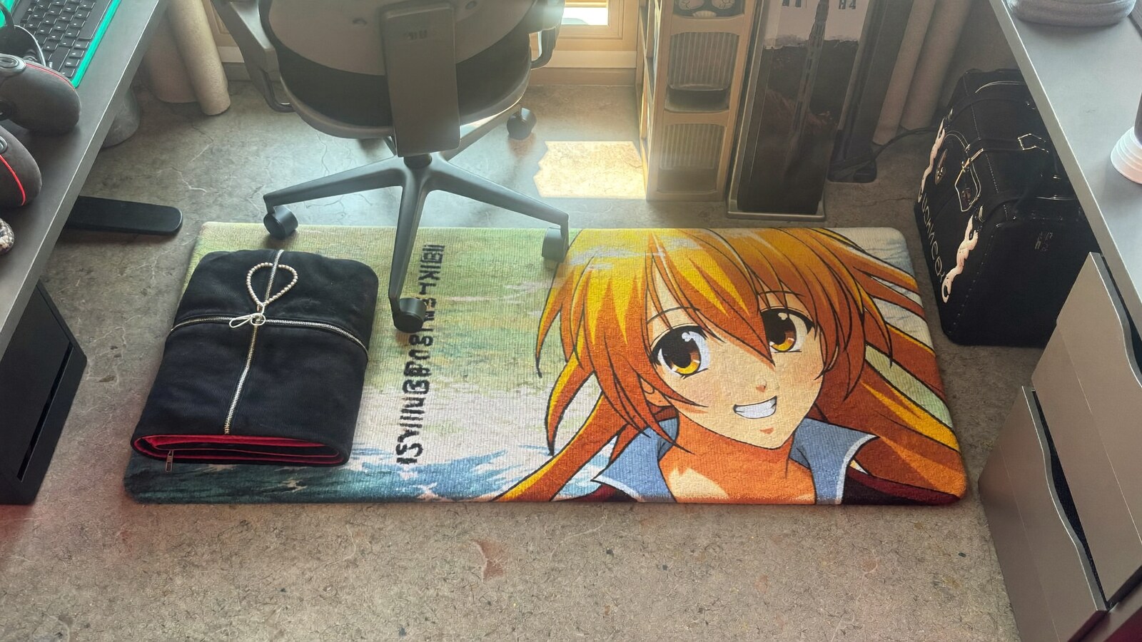 Anime-inspired rectangle rug styled in a natural daylight scene