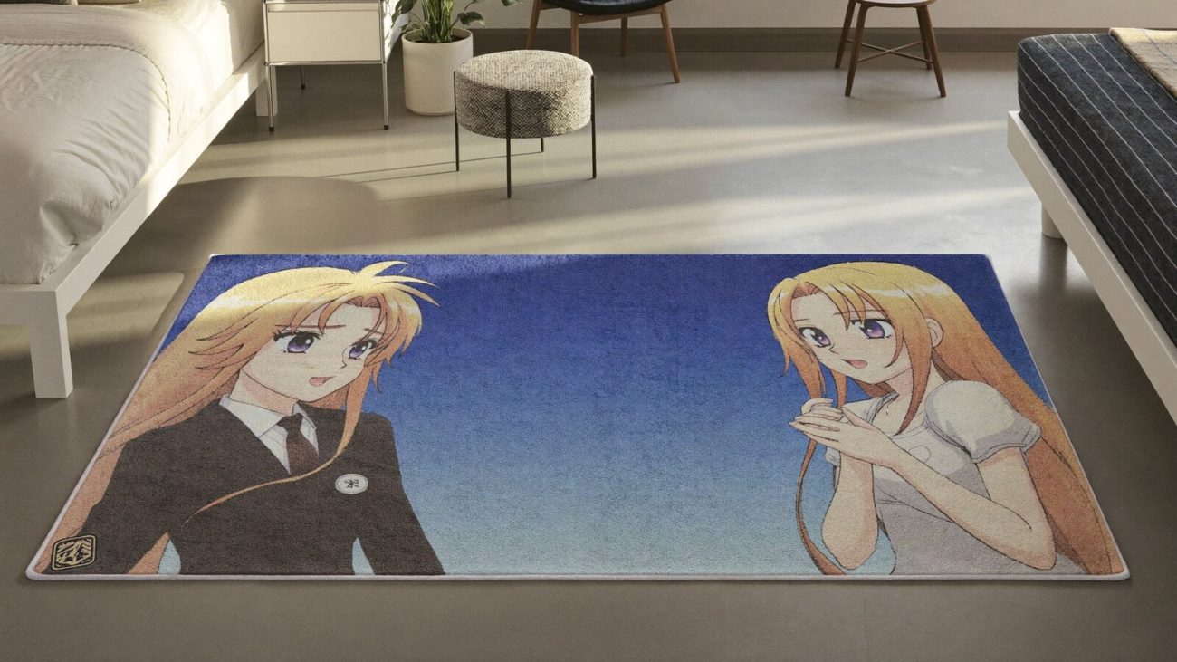 Anime-inspired rectangle rug styled in a cinematic scene