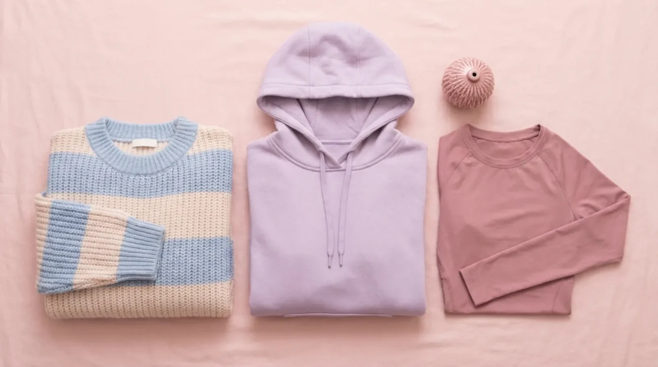 Re:Zero starting life in another world merch flat lay with Rem hoodie and sweater in pastels