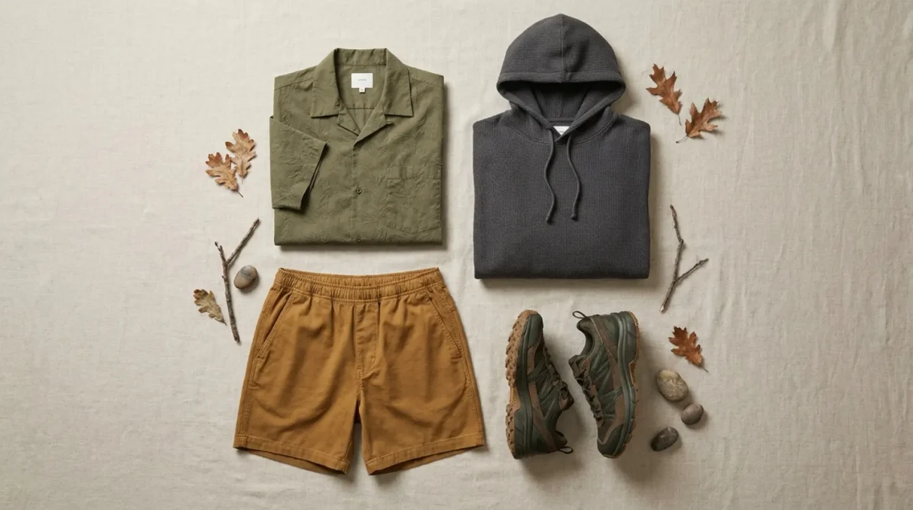 Sakonji Urokodaki merch apparel flat lay in earthy green tones