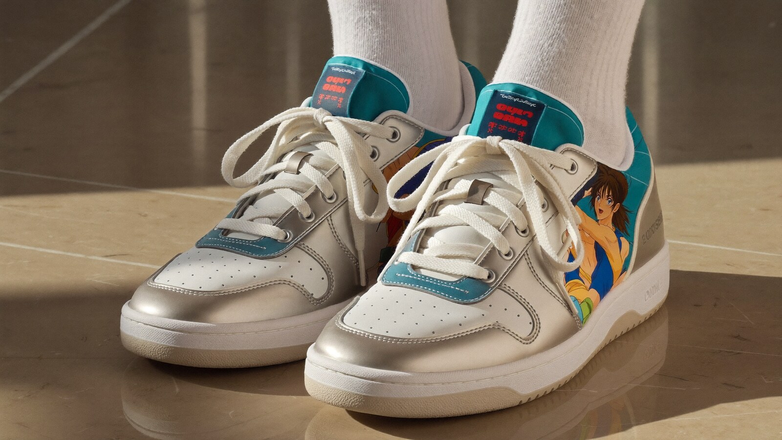 Anime-inspired smith shoes styled in a natural daylight scene