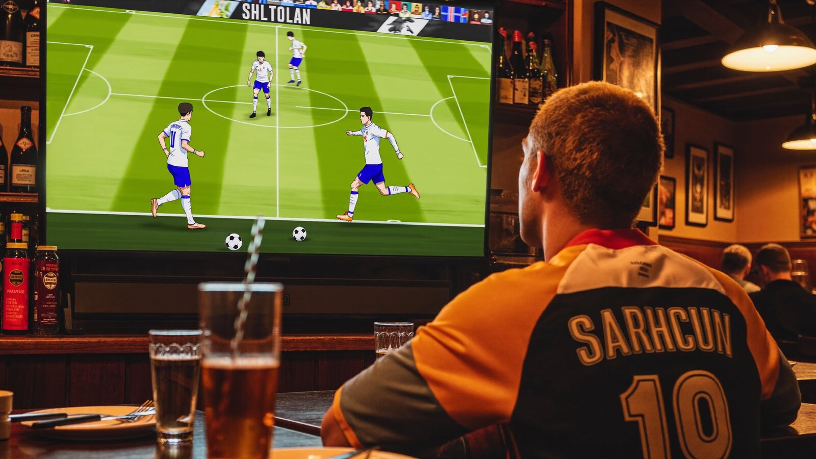 Anime-inspired soccer jersey styled in a natural daylight scene
