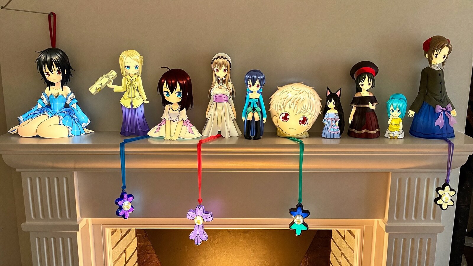 Anime-inspired stained glass ornament styled in a natural daylight scene