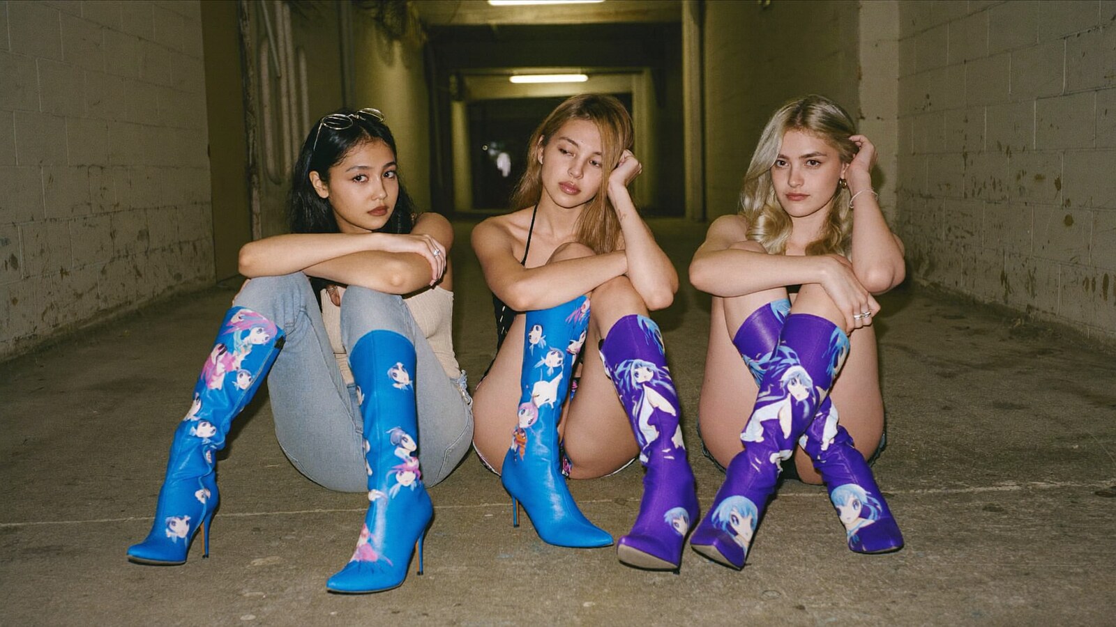 Anime-inspired tb leather boots in a social or layered scene with friends