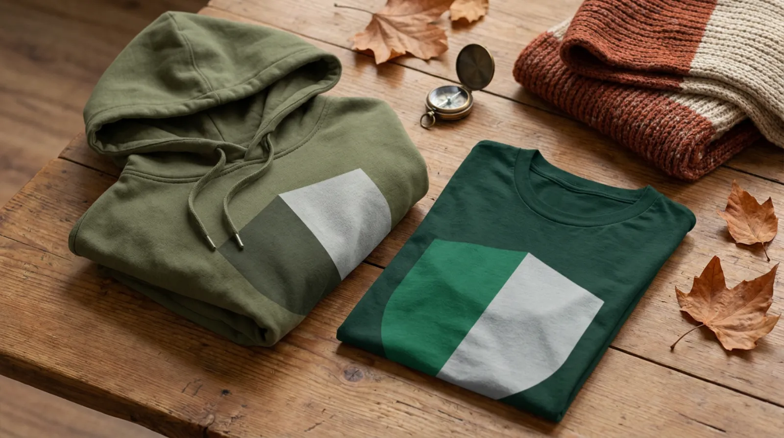 The Rising of the Shield Hero merch apparel flat-lay with green hoodie and tee