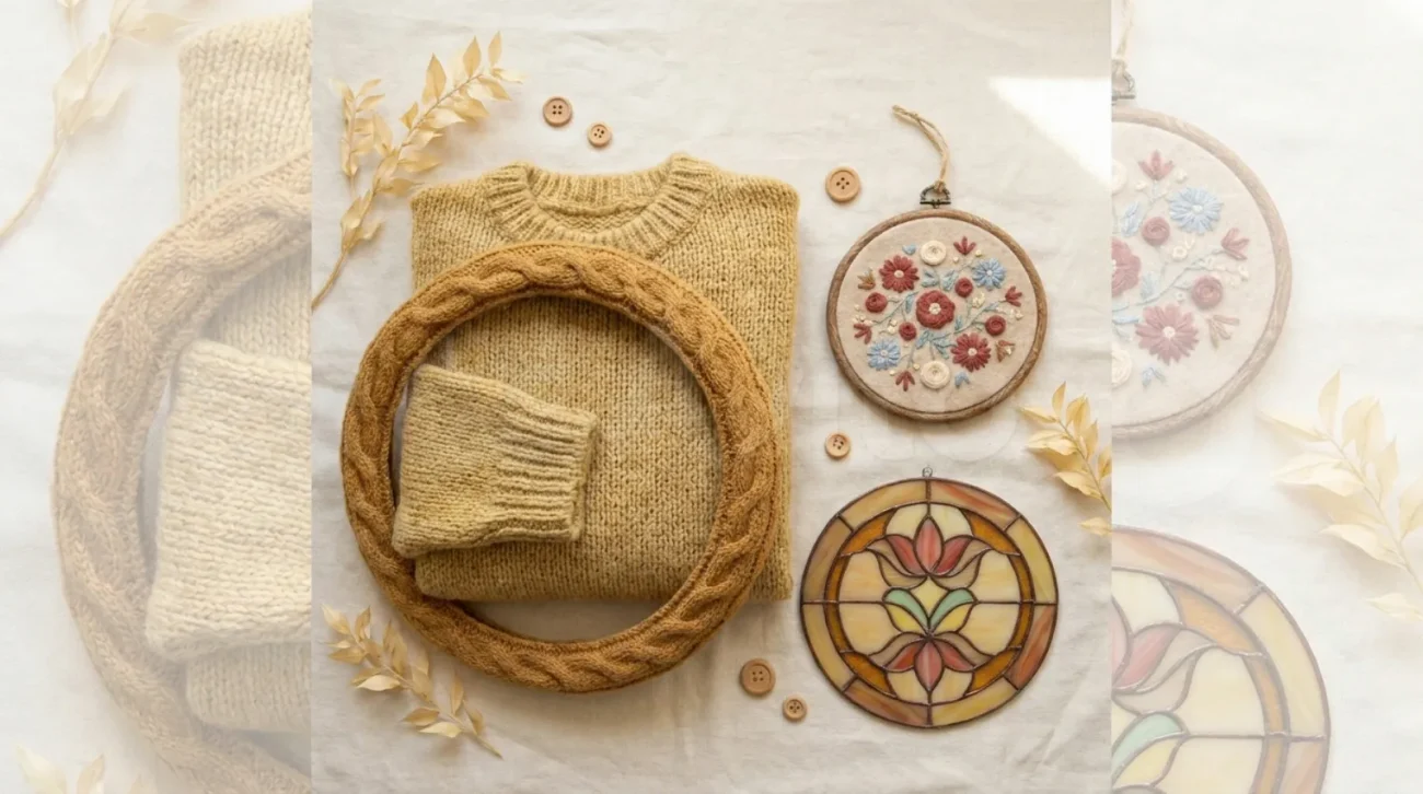 Winnie the Pooh shirt and decor flat-lay with cozy sweater, steering wheel cover, ornament and suncatcher