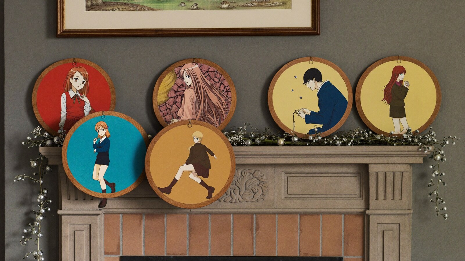 Anime-inspired wood circle ornaments styled in a natural daylight scene