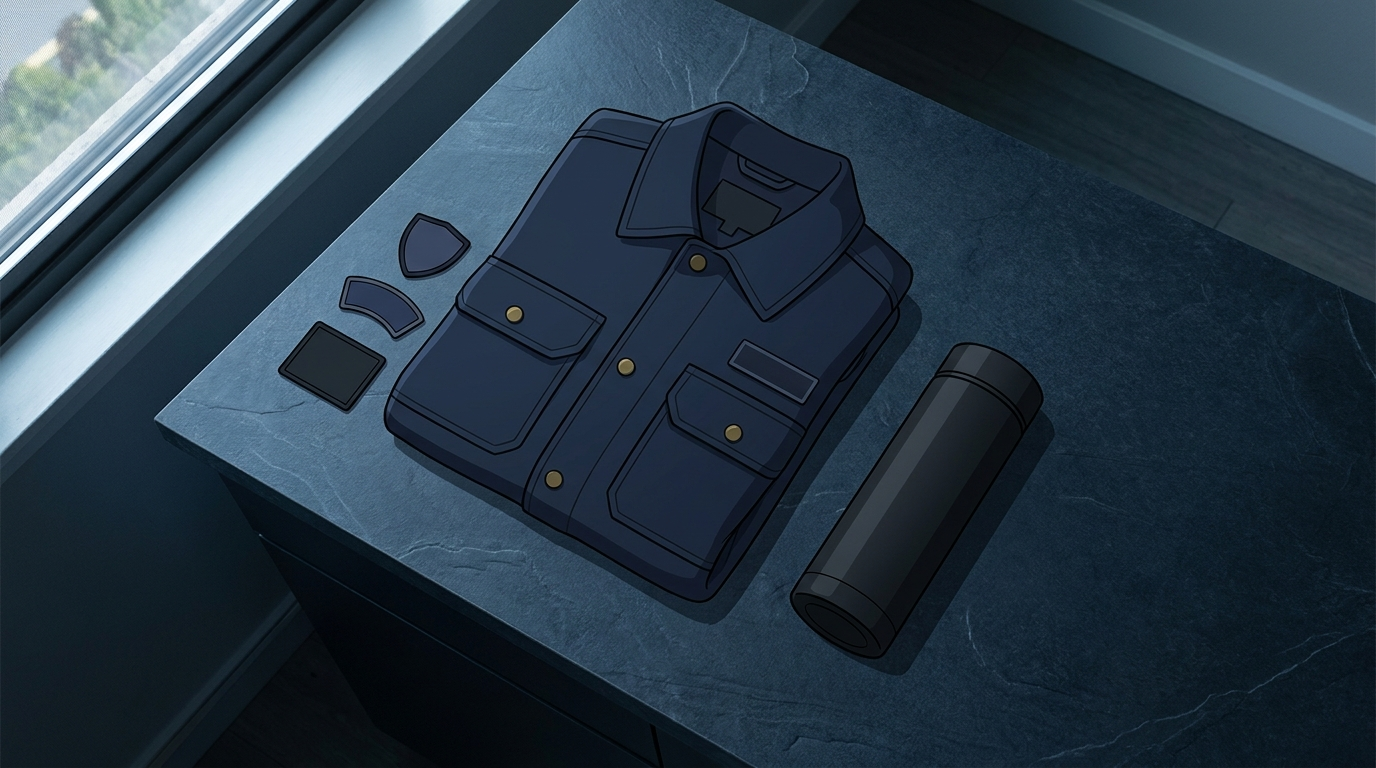 Jujutsu Kaisen themed navy apparel and tumbler flat lay