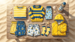 SpongeBob themed bright yellow nautical apparel flat lay