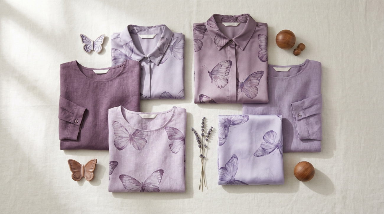 Demon Slayer Shinobu Insect Hashira themed purple butterfly apparel flat lay