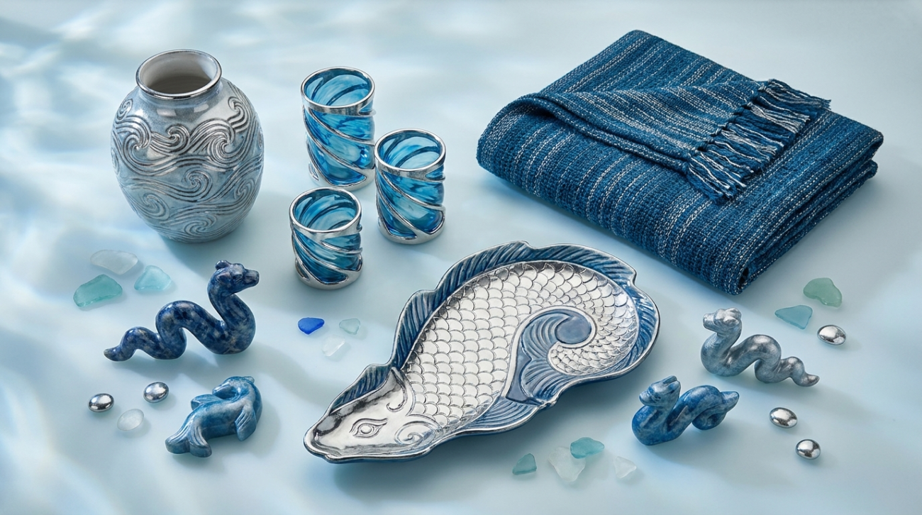Pokemon Lugia and Kyogre themed silver-blue ocean legendary home decor flat lay