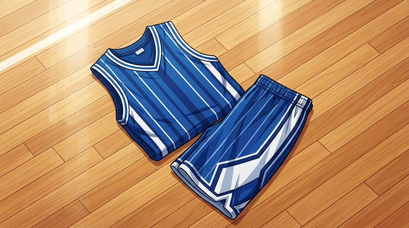 Slam Dunk Akira Sendoh themed blue and white basketball apparel flat lay