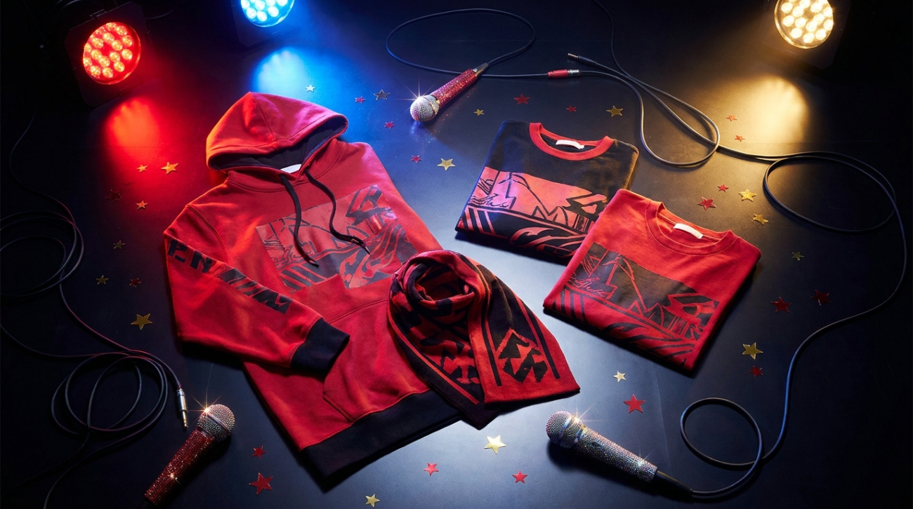 Oshi no Ko Kana Arima themed red idol stage apparel flat lay