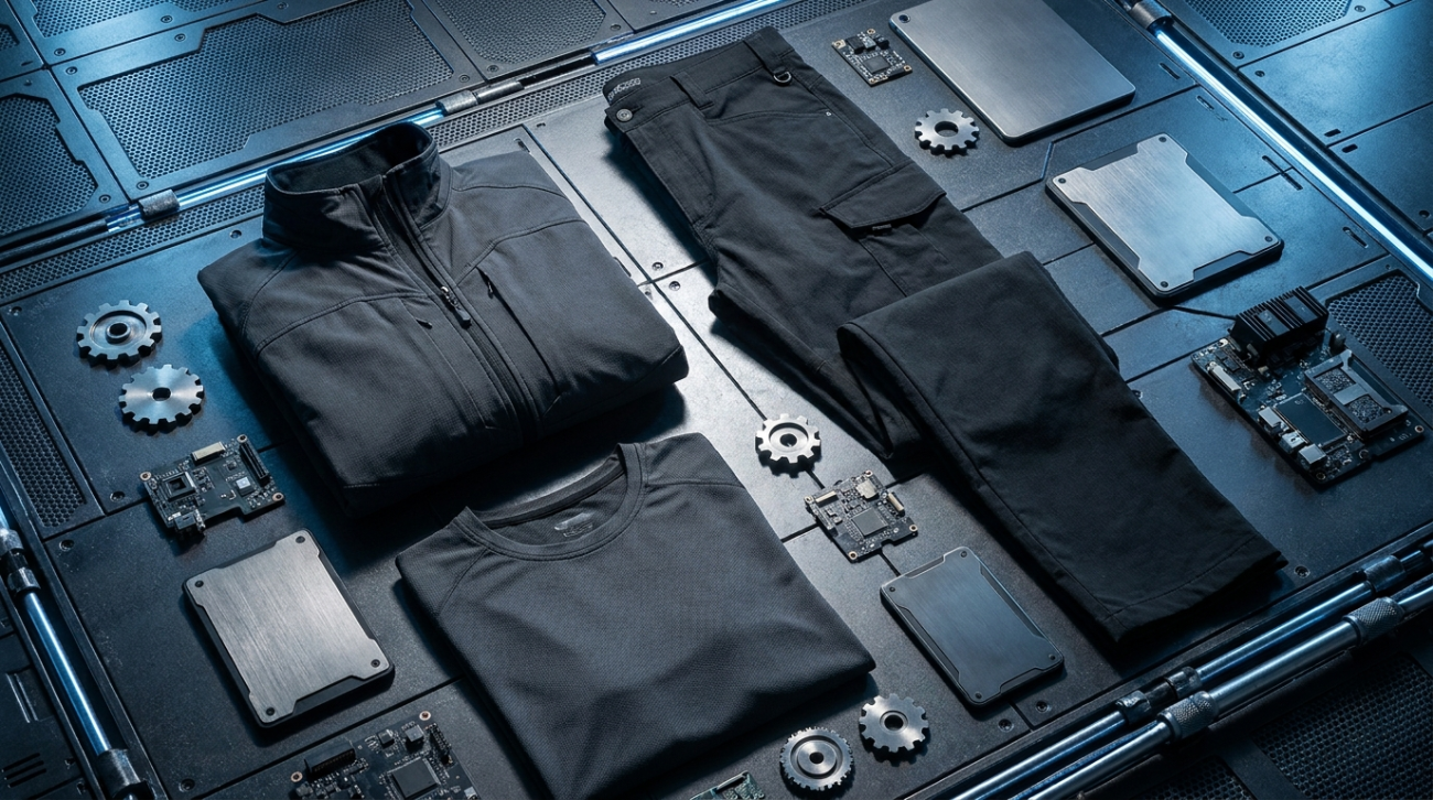 Star Wars Death Star themed grey metallic imperial apparel flat lay