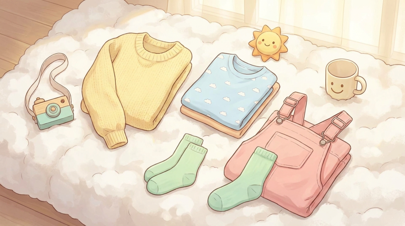 Fruits Basket Momiji Sohma themed yellow cheerful rabbit apparel flat lay