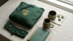 Pot of Greed themed merchandise flat lay