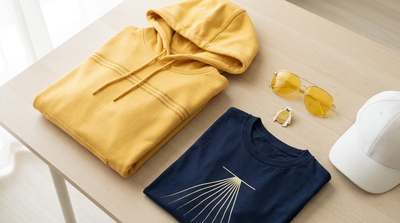 Kizaru themed merchandise flat lay