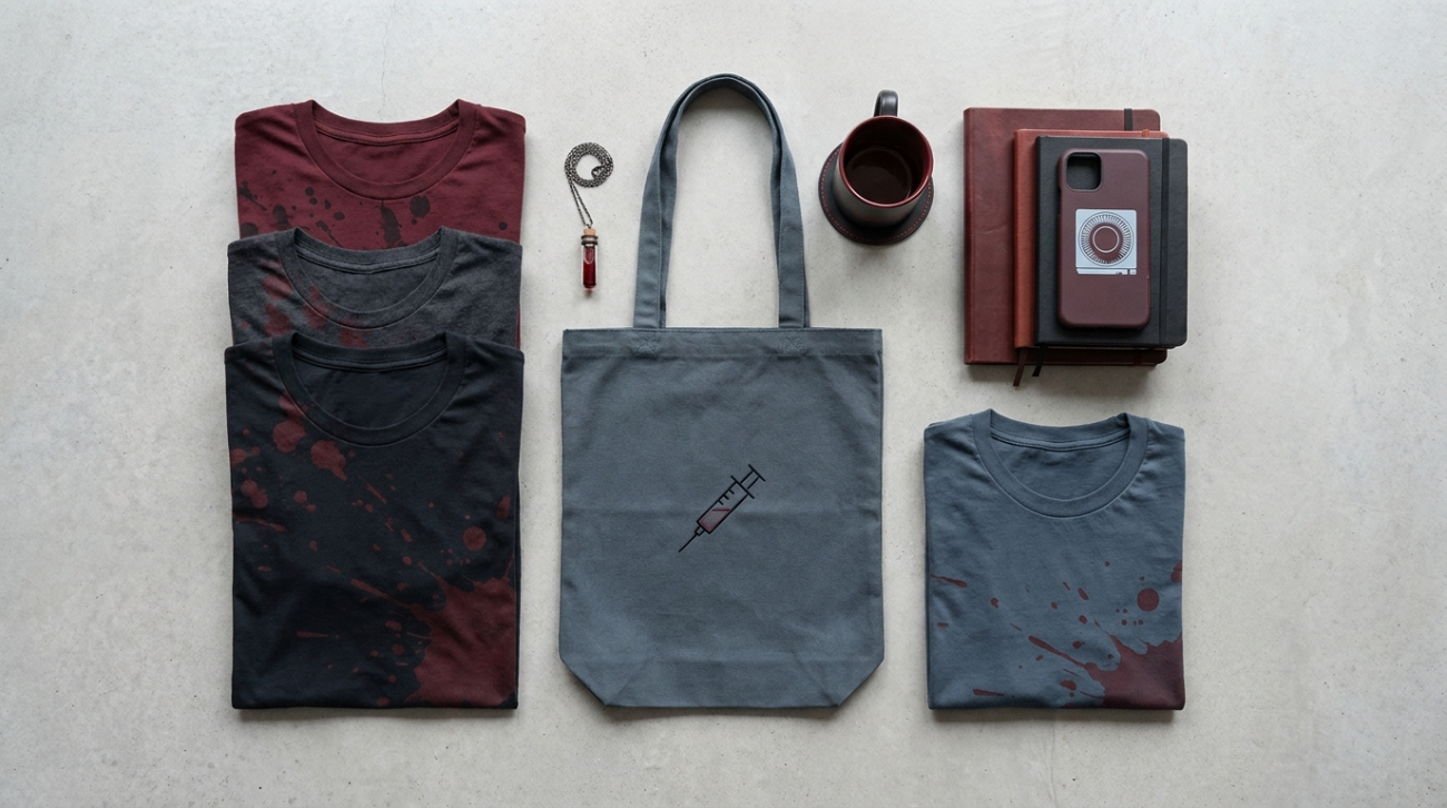 Dexter themed merchandise flat lay