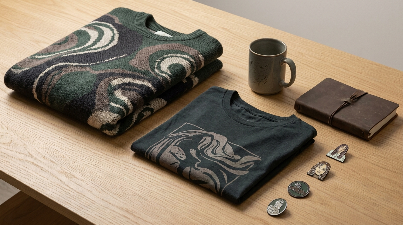 Regan MacNeil themed merchandise flat lay