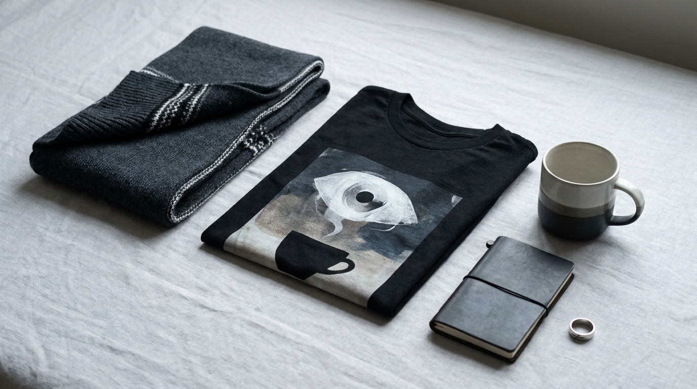 Haise Sasaki themed merchandise flat lay