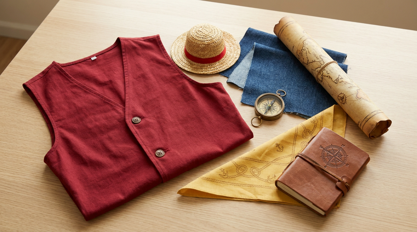 Straw Hat themed merchandise flat lay
