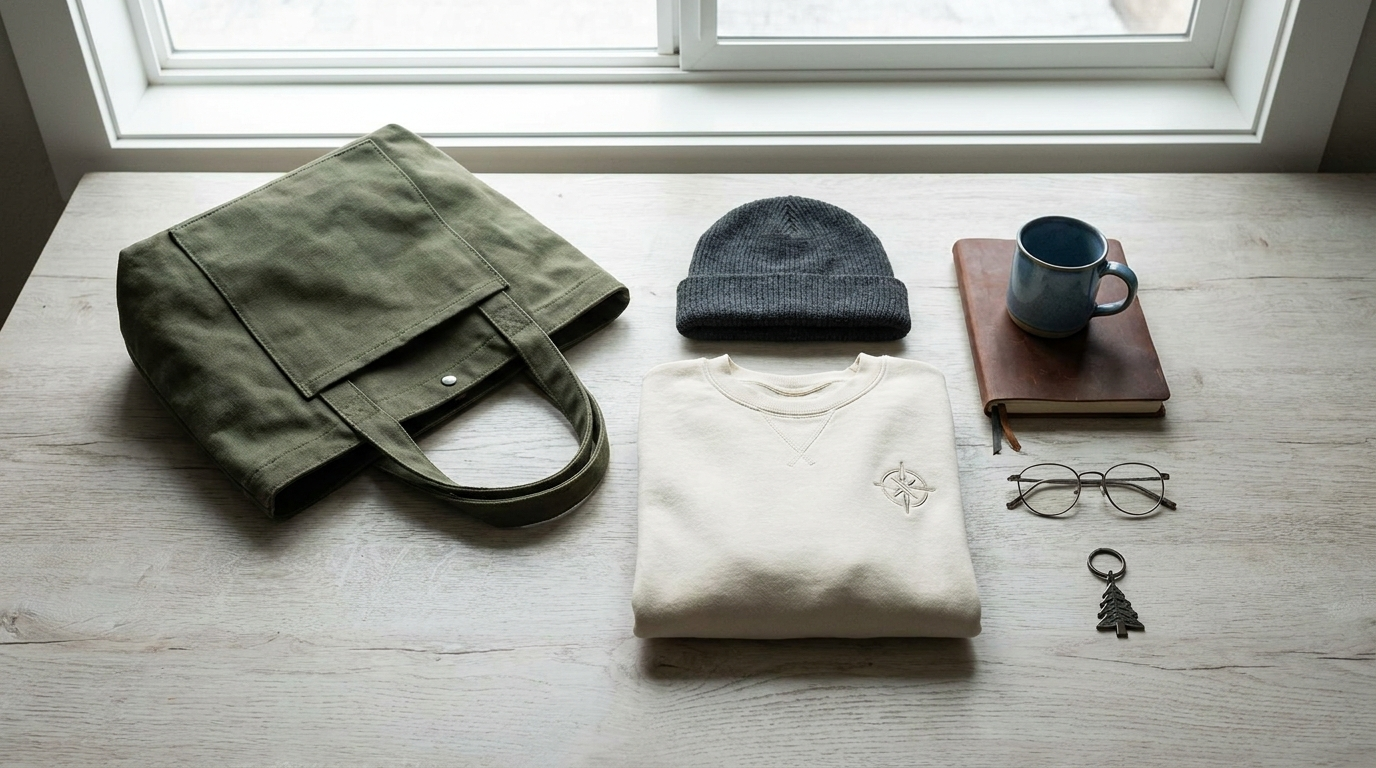 Jane Doe themed merchandise flat lay