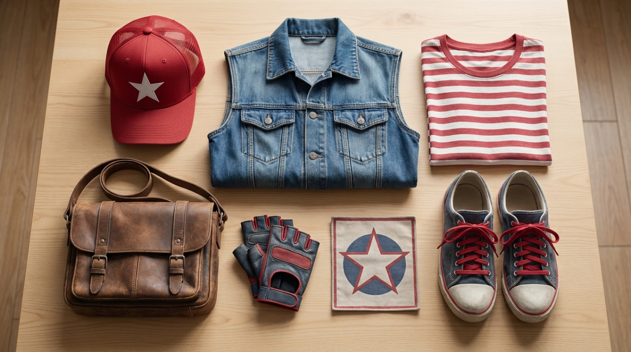Terry Bogard themed merchandise flat lay