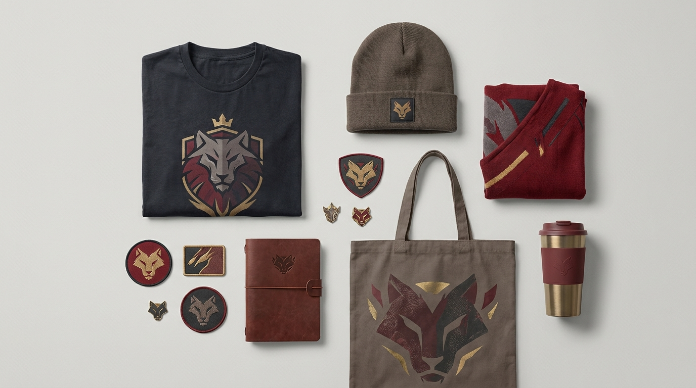 Battle Beast themed merchandise flat lay
