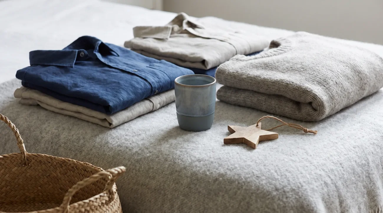 Pokemon gifts for adults: a gift arrangement of folded apparel, a tumbler and a small ornament tied with twine
